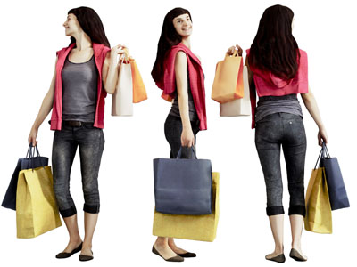 现代提着手提袋的女人