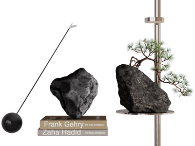 新中式盆景 石头雕塑摆件组合