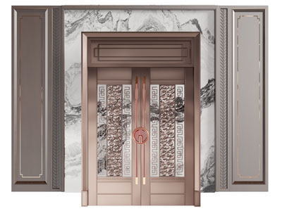 新中式双开门 大门 背景墙