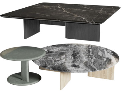 现代圆形 方形大理石茶几3d模型 现代圆形 方形大理石茶几