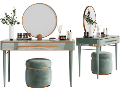 现代轻奢化妆 梳妆台3d模型 现代轻奢化妆 梳妆台