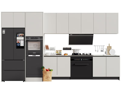 现代嵌入冰箱电器的整体橱柜