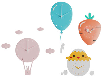 现代卡通水果钟表 墙饰挂件3d模型 现代卡通水果钟表 墙饰挂件