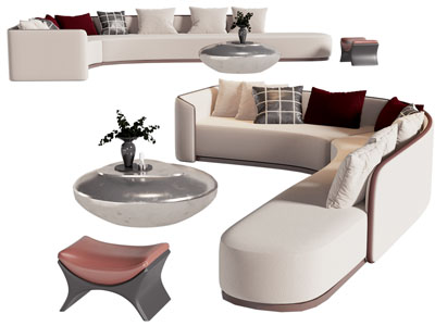 现代转角多人沙发