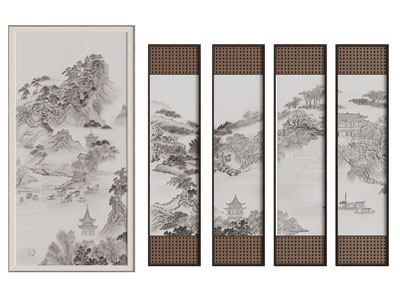 新中式装饰挂画3d模型 新中式装饰挂画