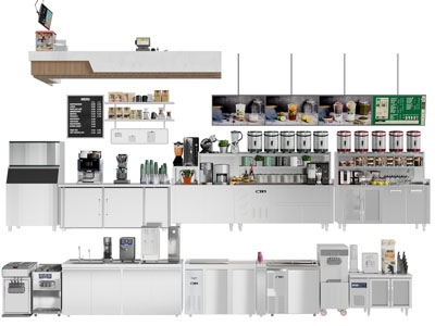 现代咖啡 奶茶店料理台 餐厨设备3d模型 现代咖啡 奶茶店料理台 餐厨设备