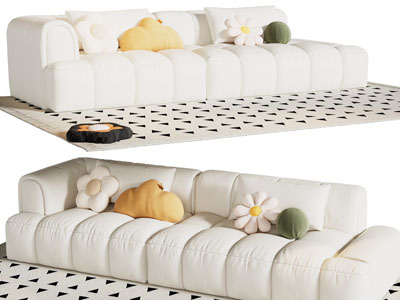 现代奶油风多人沙发