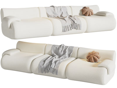 侘寂风奶油风多人沙发