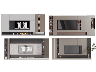 现代电视背景墙3d模型 现代电视背景墙