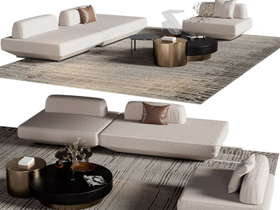 现代双人沙发 单人沙发和茶几组合