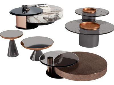 现代圆形茶几3d模型 现代圆形茶几