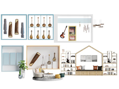新中式古筝 琵琶民族乐器展示架 展柜