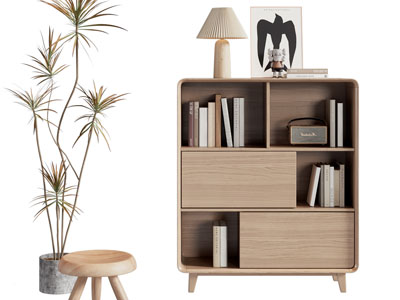 北欧实木玄关书柜 边柜