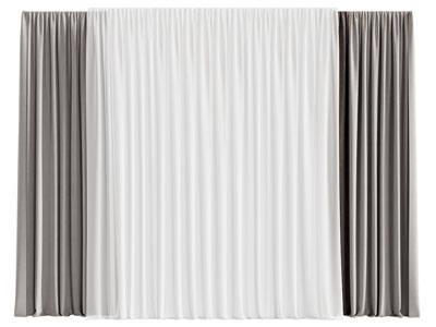 现代布艺窗帘窗纱3d模型 现代布艺窗帘窗纱