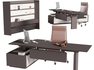 现代老板台 老板桌椅组合3d模型 现代老板台 老板桌椅组合