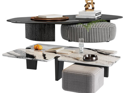 现代拼接茶几3d模型 现代拼接茶几