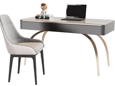 现代书桌椅组合3d模型 现代书桌椅组合