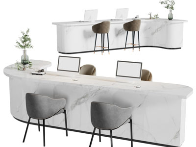 现代转角前台接待台3d模型 现代转角前台接待台