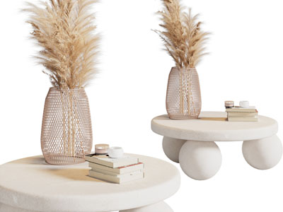 侘寂风圆形茶几3d模型 侘寂风圆形茶几