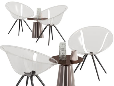 现代亚克力休闲餐桌椅组合3d模型 现代亚克力休闲餐桌椅组合
