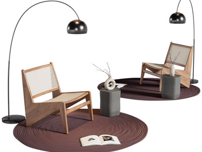 侘寂风休闲椅子 边几