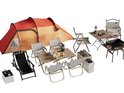 现代帐篷 户外休闲桌椅组合 营地美陈