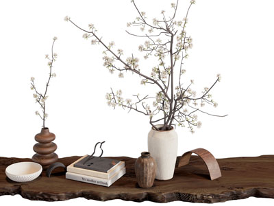 新中式花瓶花卉 书本摆件组合