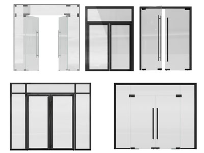 现代办公大门 玻璃双开门