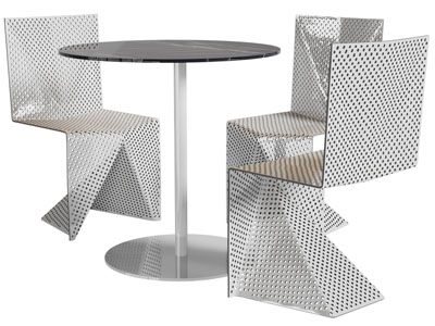现代金属镂空休闲餐桌椅组合3d模型 现代金属镂空休闲餐桌椅组合