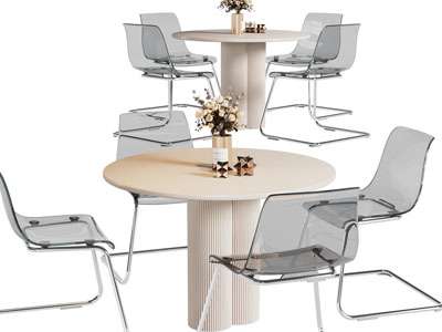 现代圆形休闲餐桌椅组合3d模型 现代圆形休闲餐桌椅组合