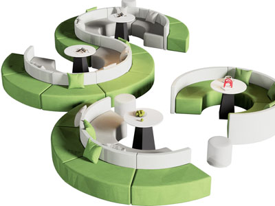 现代双向公共沙发椅子