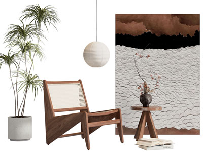 侘寂风休闲椅子 地画