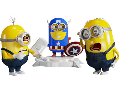 现代小黄人公仔 玩偶摆件组合