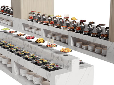 现代自助餐厅取餐台 调料台
