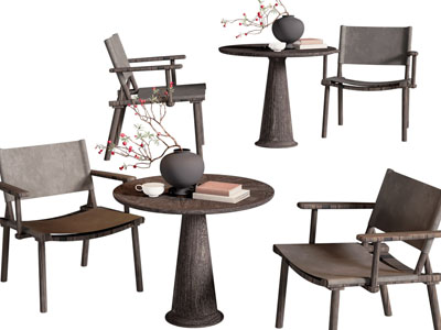 侘寂风休闲餐桌椅组合3d模型 侘寂风休闲餐桌椅组合