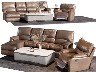 现代转角多人 单人沙发 茶几组合