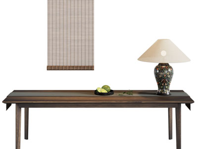 新中式长凳子 竹帘