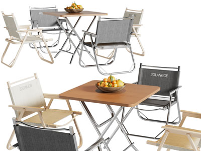 现代营地休闲餐桌椅组合3d模型 现代营地休闲餐桌椅组合