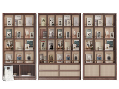 现代复古实木开放式书柜