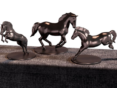 新中式马匹雕塑雕刻摆件组合3d模型 新中式马匹雕塑雕刻摆件组合