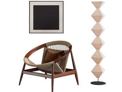 北欧休闲椅子 落地灯