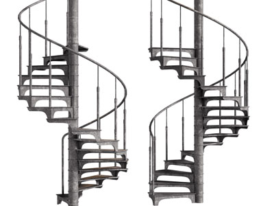 工业风loft旋转楼梯3d模型 工业风loft旋转楼梯