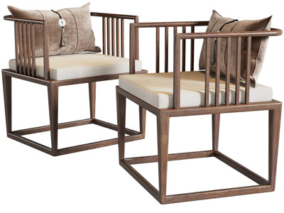 新中式实木休闲椅子 扶手椅子