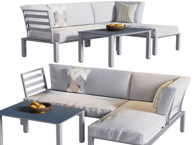 现代转角多人沙发 茶几组合