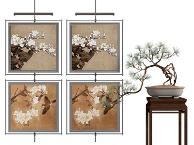新中式装饰挂画3d模型 新中式装饰挂画