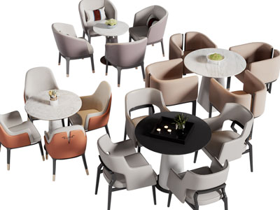 现代休闲餐桌椅组合3d模型 现代休闲餐桌椅组合