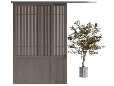 现代实木推拉门