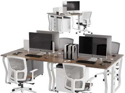 现代办公桌椅组合3d模型 现代办公桌椅组合