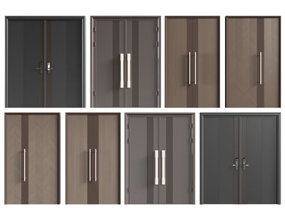 现代双开门 大门 子母入户门