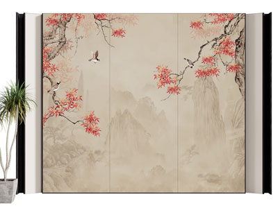 新中式床头背景墙3d模型 新中式床头背景墙